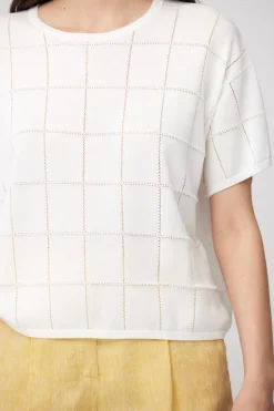 Bluzka off white z lyocellem i jedwabiem