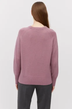 Fioletowy sweter z kaszmirem i wełną merino