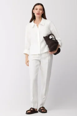 Krótka koszula off white z lnu