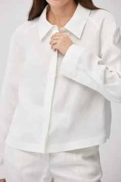 Krótka koszula off white z lnu