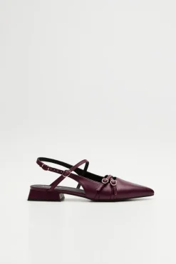 Śliwkowe buty slingback z zakrytymi palcami