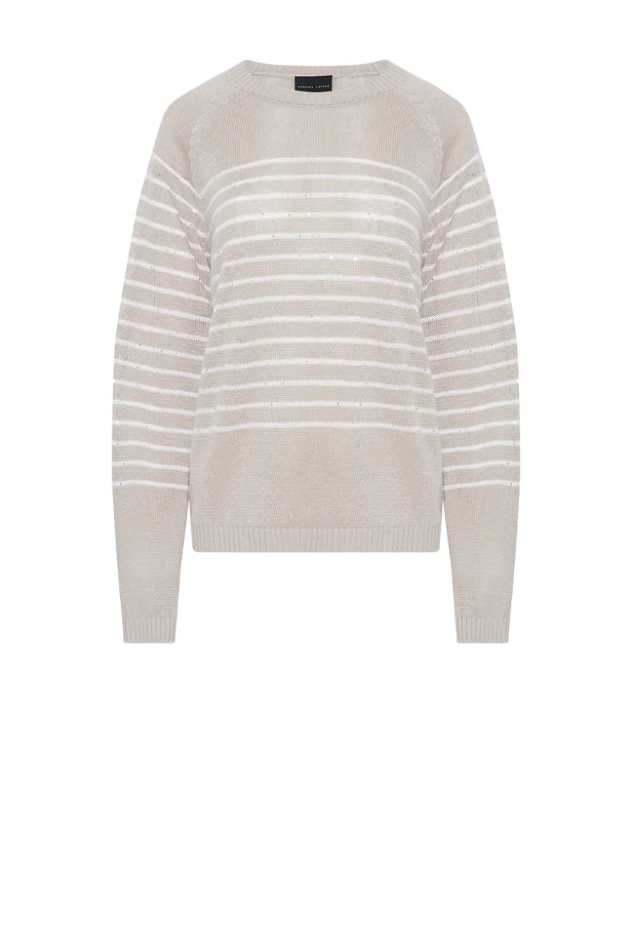 Lniany sweter w paski