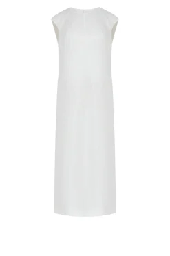 Midi sukienka off white z lnu