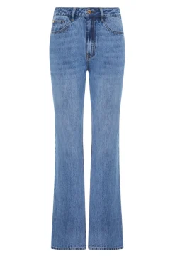 Niebieskie jeansy bootcut z wysokim stanem