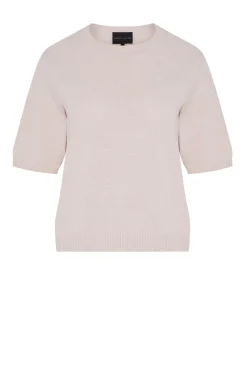 Pudrowo różowy sweter z bawełną i lnem