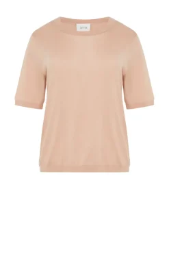 Pudrowo różowy t-shirt z kaszmirem i lyocellem