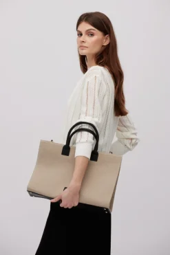 Torba z juty w kolorze taupe