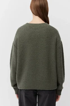 Zielony dzianinowy sweter z wełny merynosowej